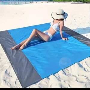 Sand Proof Blue and Gray Beach Blanket